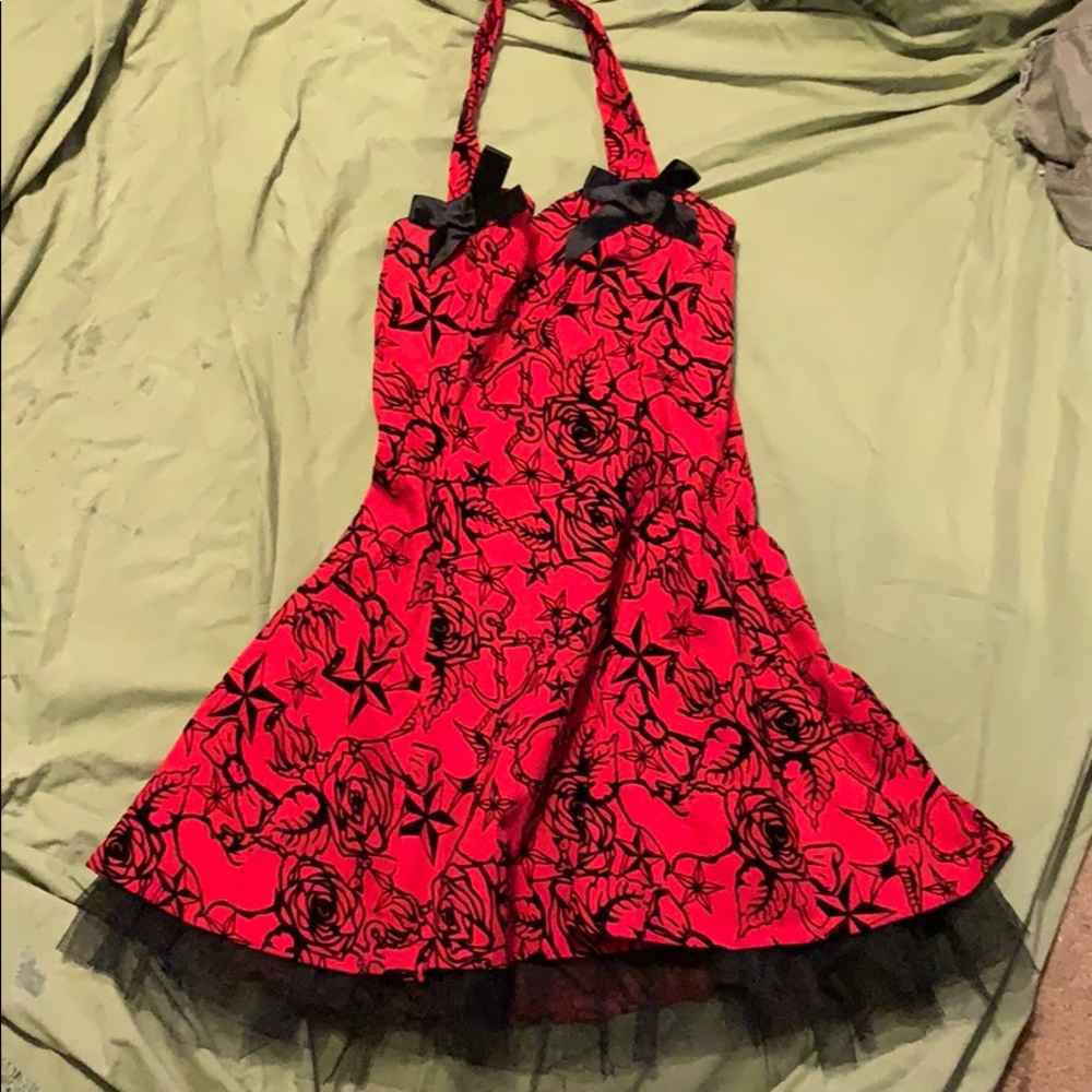 Red and black dress